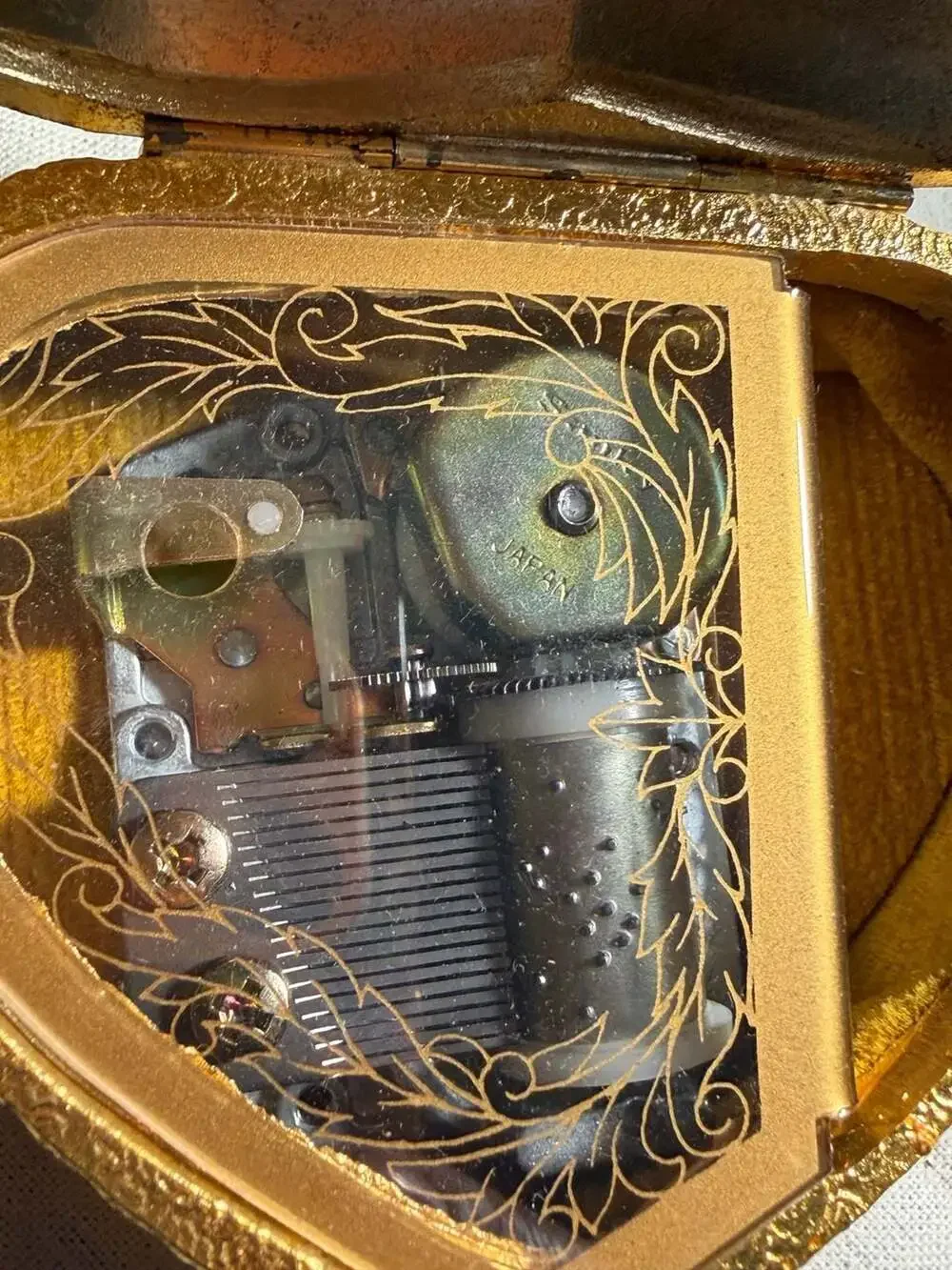 Vintage Heart-Shaped Sankyo Gold Tone Trinket Music Box Personalized Kate